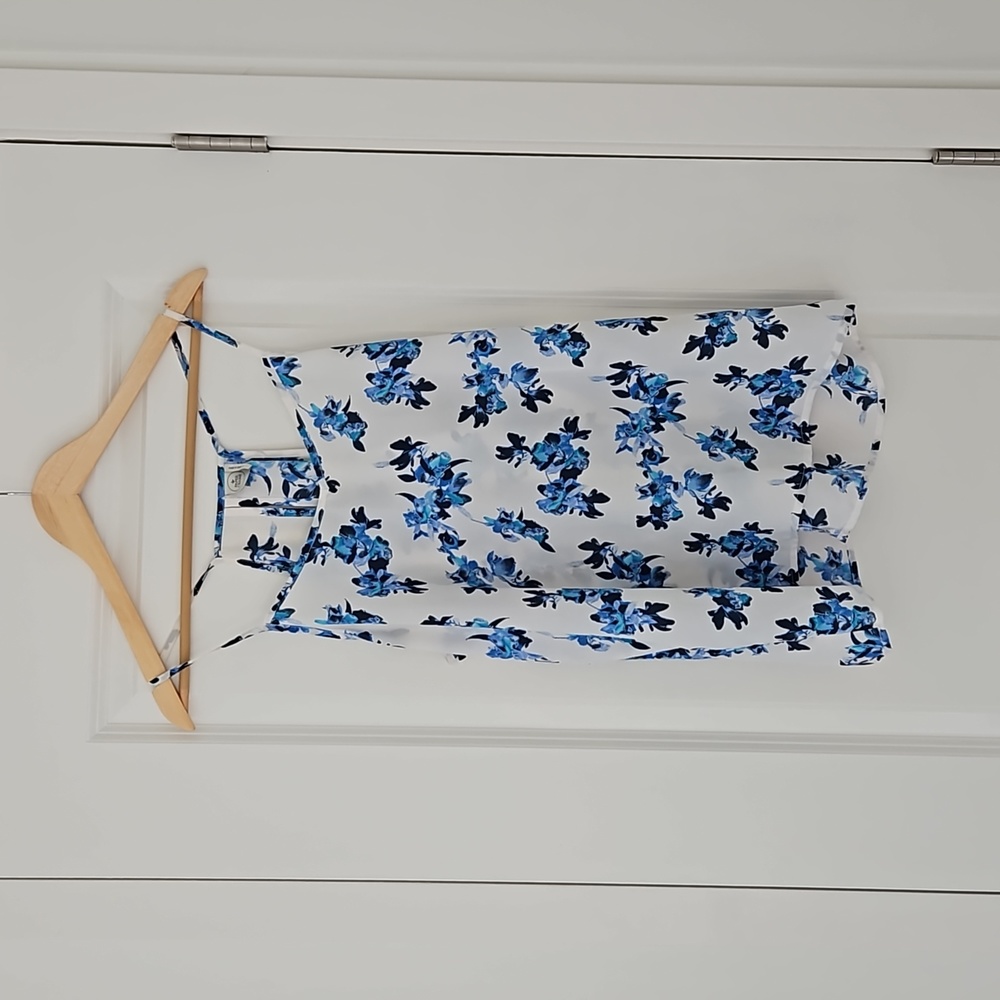 White Blouse w/ Blue flowers